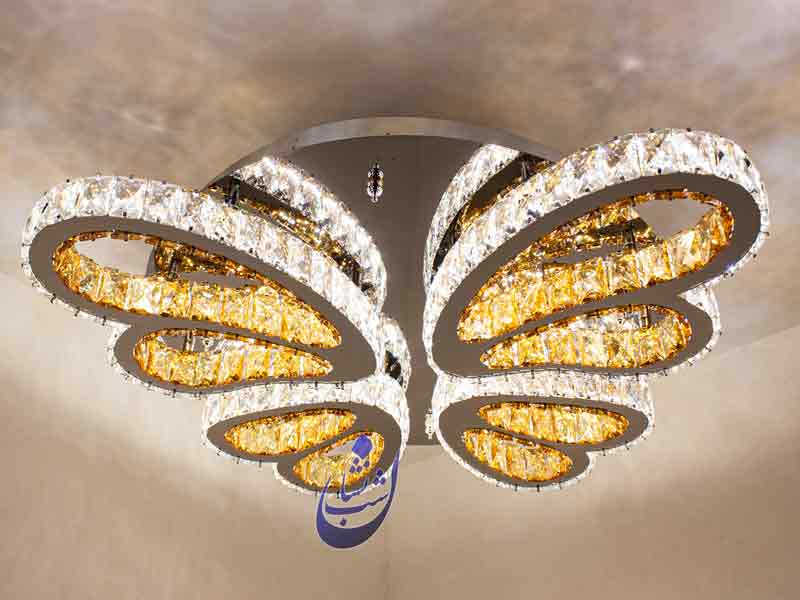 لوستر کریستالی سقفی طرح پروانه